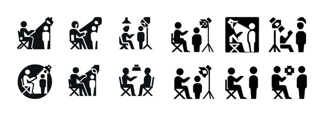 Silhouette set of photography sessions with models and photographers in various poses