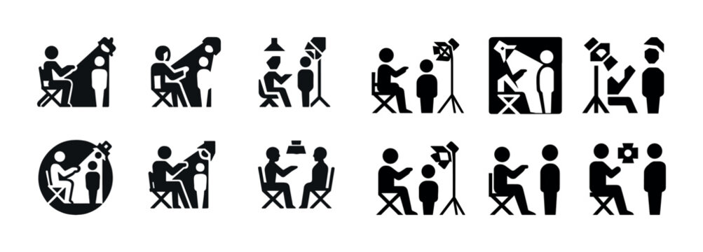 Silhouette set of photography sessions with models and photographers in various poses