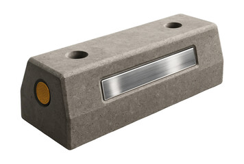Concrete parking block with built-in reflective features.