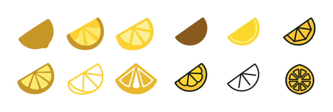 Colorful lemon slice illustrations in various styles