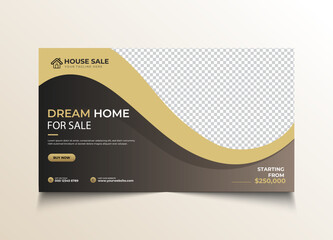 Modern real estate web banner for house sale with clean layout