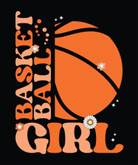 Retro Basketball Girl Design – Cute Daisy Flower Sports Graphic for T-Shirts & Stickers