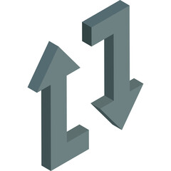 Obraz premium Isometric Gray Arrows Showing Up and Down Movement Against Transparent Background