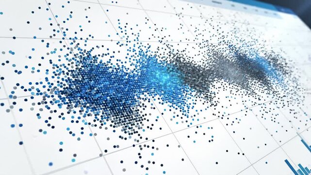 Data Visualization of Scatter Plot Graph With Dots and Bars on White Board