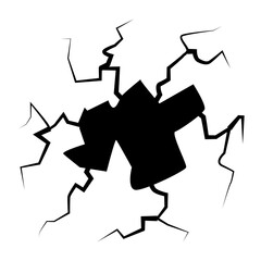 Crack concrete wall texture, Set of vector illustrations of cracks.