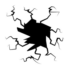 Crack concrete wall texture, Set of vector illustrations of cracks.