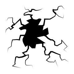 Crack concrete wall texture, Set of vector illustrations of cracks.