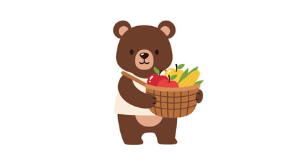 A cheerful hedgehog wearing a leaf hat and holding a small bundle of corn, smiling.