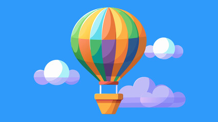 Fototapeta premium Vector illustration of a hot air balloon floating in sky with soft clouds