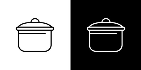 Modern flat design icon of a cooking pot with a lid, symbolizing kitchen utensils, food preparation, and home comfort in a graphic style