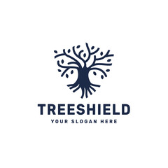 Tree Shield Logo Design Vector Concept
