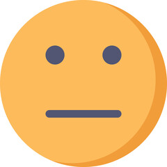 Neutral Face Icon with Orange Hue and Flat Design Elements on Transparent Background Minimalist Expression Symbol for Indifference or Blank Emotion Simple Graphic Representation of Emotionless State