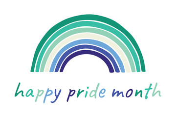 Colorful rainbow shape Gay men pride flag Happy pride day LGBTQIA community Pride Month Vector hand drawn doodle for posters, stickers, logo, cards