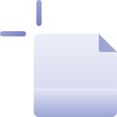 Minimalist Icon Representing Document Addition or New File Creation With Soft Gradient Blue Accents and Abstract Shapes on Transparent Background Ideal for Digital Interface Elements