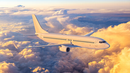 Jet Airplane Flying in the Sunset Sky