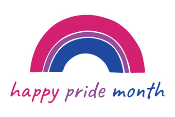 Colorful rainbow shape Bisexual pride flag Happy pride day LGBTQIA community Pride Month Vector hand drawn doodle for posters, stickers, logo, cards