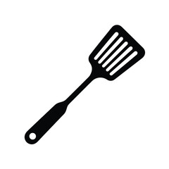 Black spatula kitchen utensil isolated on white background
