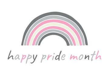 Colorful rainbow shape Demigirl pride flag Happy pride day LGBTQIA community Pride Month Vector hand drawn doodle for posters, stickers, logo, cards