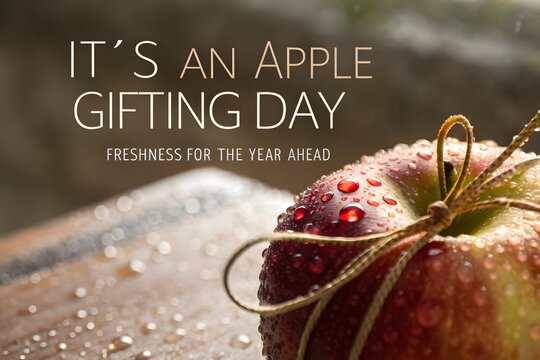 Macro Shot of a Red Apple with Water Droplets - Powered by Adobe