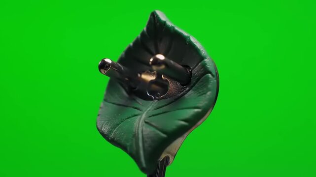 Leaf microphone green screen studio shoot.