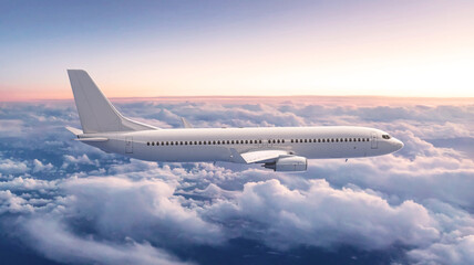 Jet Airplane Flying in the Sunset Sky