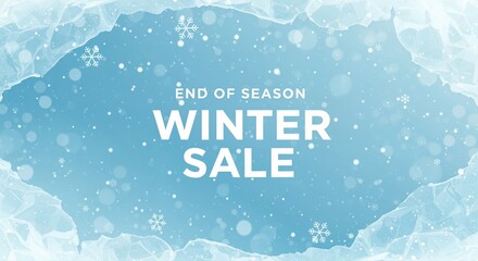 Winter Sale Advertisement: A captivating advertisement announcing a winter sale, with the elegance of snowflakes cascading against a light blue backdrop, all within an icy frame.