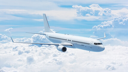 Jet Airplane Flying in the Blue Sky