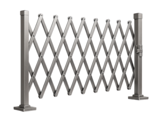 Expandable metal barrier gate with a folding scissor design.