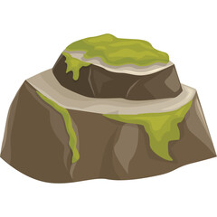 Moss Covered Rocky Mound With Two Terraced Layers And A Transparent Background Ideal For Game Design And Fantasy Art Elements