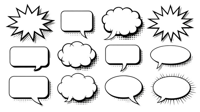 Retro comic speech bubbles pack for graphic design and social media posts