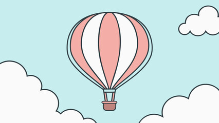 Fototapeta premium Vector illustration of a hot air balloon floating in sky with soft clouds