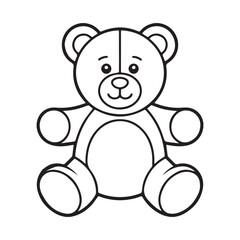 Simple outline drawing of a cute teddy bear for coloring
