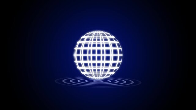 White Futuristic Grid Globe Animation, simple world globe planet earth with cartographic grid loop animation.