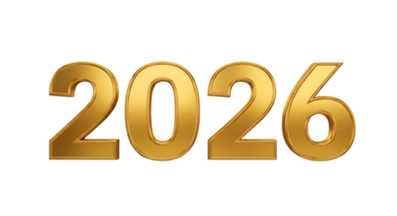 Golden year 2026 number on black background