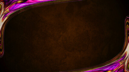 Dark Brown Grunge Background with Elegant Abstract Wavy Curved Neon Frame Border, Suitable for Sophisticated Product Display or Vintage Themed Design Projects