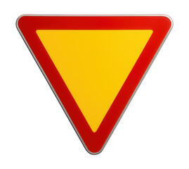 Yellow triangular yield sign with a red border, no text.