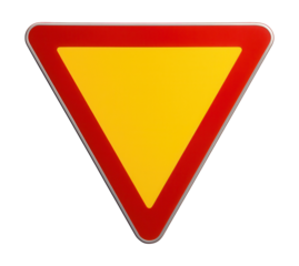 Yellow triangular yield sign with a red border, no text.