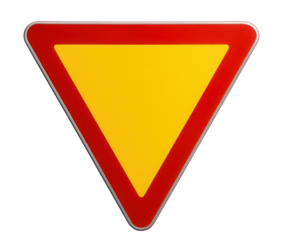 Yellow triangular yield sign with a red border, no text.