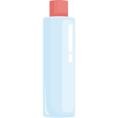 Light Blue Cylindrical Bottle with Pink Cap Isolated on Transparent Background Minimalist Design Object for Skincare or Cosmetics Product Mockup Flat Illustration