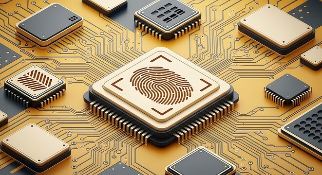 Digital Security and Biometric Authentication on a Circuit Board - Powered by Adobe