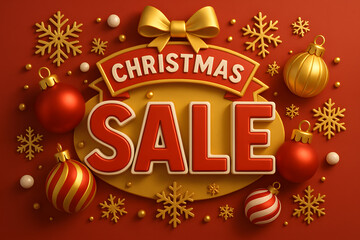Festive advertisement displaying christmas discounts amidst seasonal decorations 