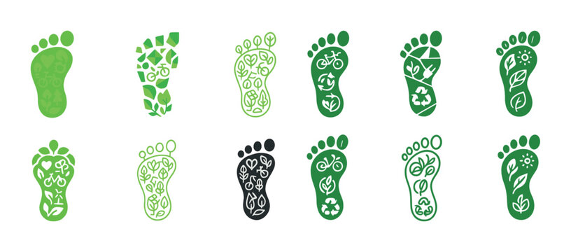 Green footprint designs: eco-friendly sustainability icons