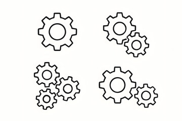 Gear Configurations: A minimalist arrangement of interlocking gears, showcasing the concept of connectivity, synergy, and coordinated functionality.
