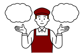 2つの選択肢を提案するカフェの男性店員