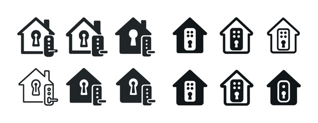 Fototapeta premium Set of lock and keyhole icons for home security design