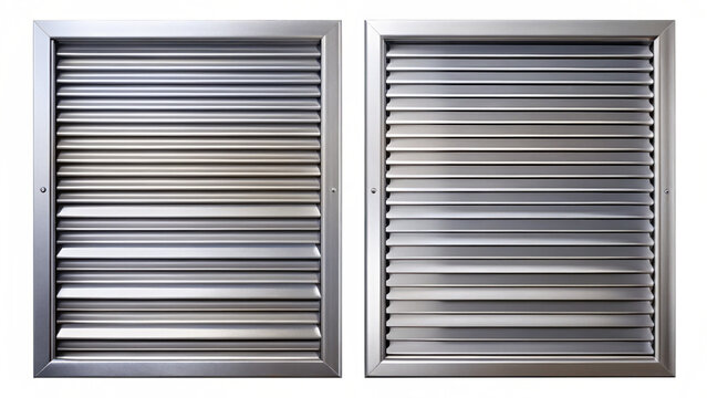 Two metal ventilation louver grilles isolated on transparent background