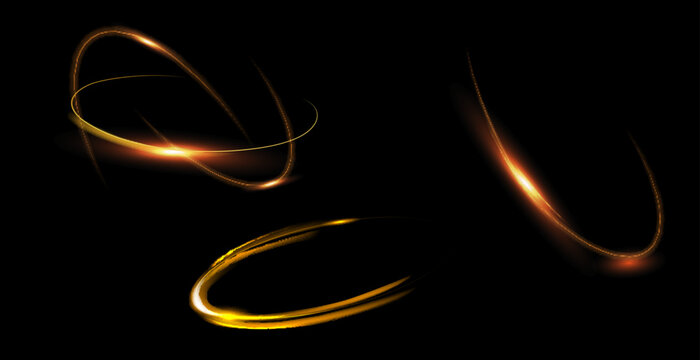 Curve golden line light effect. Smooth holiday light line with lighting effects. Light cool whirlwind. curve light effect
