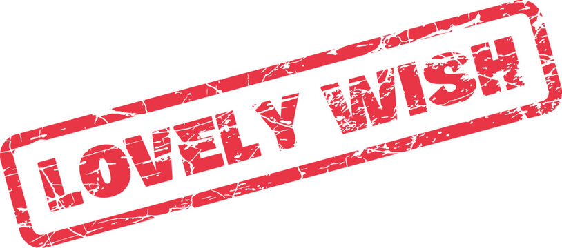 Lovely Wish distressed red rubber stamp impression symbolizing hope, desire, and heartfelt aspirations for something good