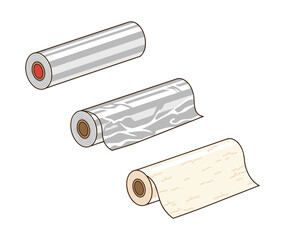 Kitchen wrapping supplies including plastic wrap and foil
