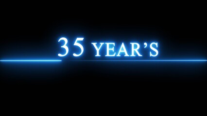 Neon 35 years celebration illustration. Happy anniversary neon text.